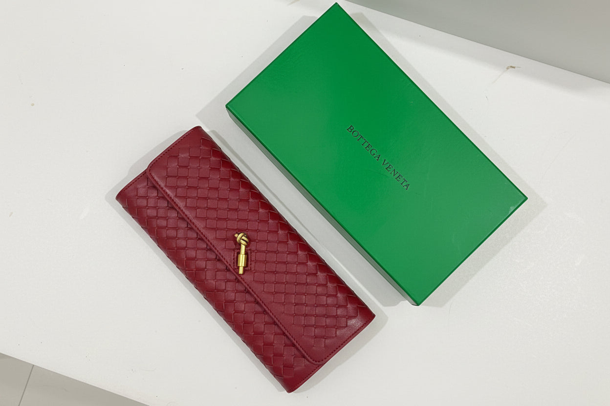 Bottega Veneta Inspired Clutch (Red) with Long Strap