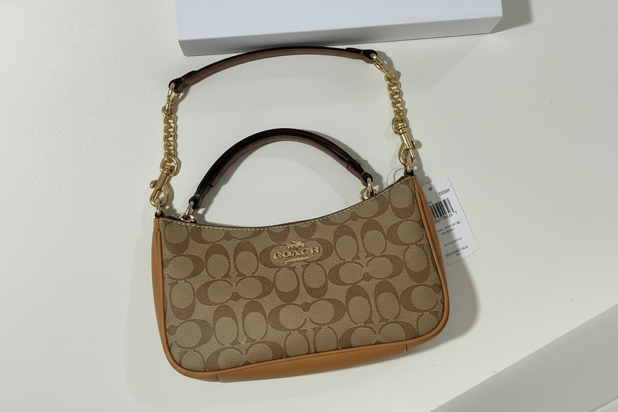 Coach Teri Brown Shoulder Bag (with Box and long strap)