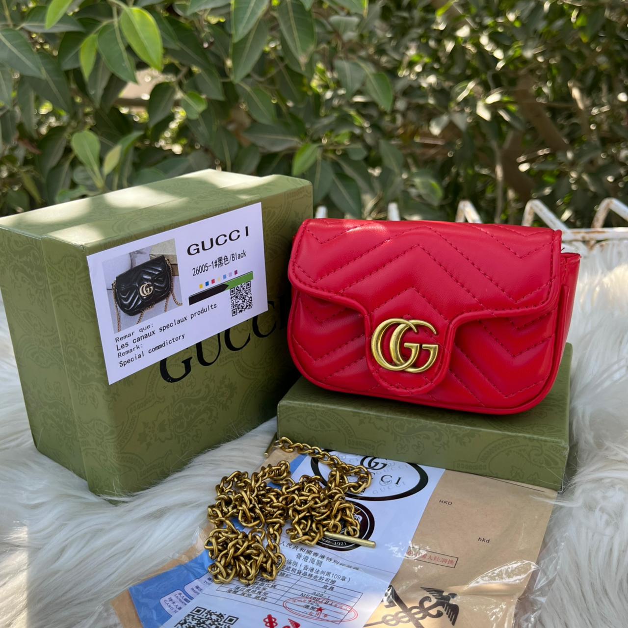 Gucci Super mini Marmont Cross body bag with long chain