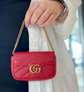 Gucci Super mini Marmont Cross body bag with long chain